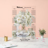 の白結婚バラ座席表 アクリルサイン (ウェディング)