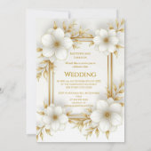 の白結婚金ゴールド美しく洗練さモダンれた 招待状 (裏面)