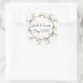 の白結婚開花枝リース ラウンドシール (バッグ)