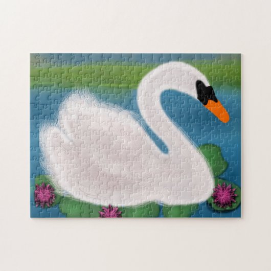 の白絵画い白鳥のユリのパッド ジグソーパズル (横)