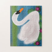 の白絵画い白鳥のユリのパッド ジグソーパズル (縦)