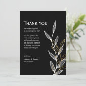 の白黒のリーフサンキューカード結婚: サンキューカード (スタンド正面)