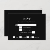の白黒結婚のRSVPカーシンプルド 出欠カード (正面/裏面)