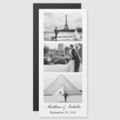 の白黒結婚フォトブースのストリップマグネット (正面/裏面)