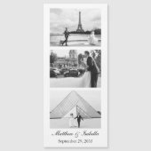 の白黒結婚フォトブースのストリップマグネット (正面)