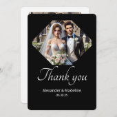 の白黒結婚ミニマルサンキューカード サンキューカード (正面/裏面)