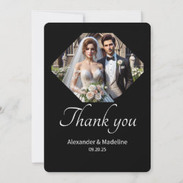 の白黒結婚ミニマルサンキューカード サンキューカード