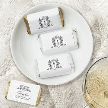 の白黒結婚手描きモノグラムクラウン