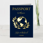 ～の目的地の結婚式の世界のモダンパスポート 箔グリーティングカード (正面)