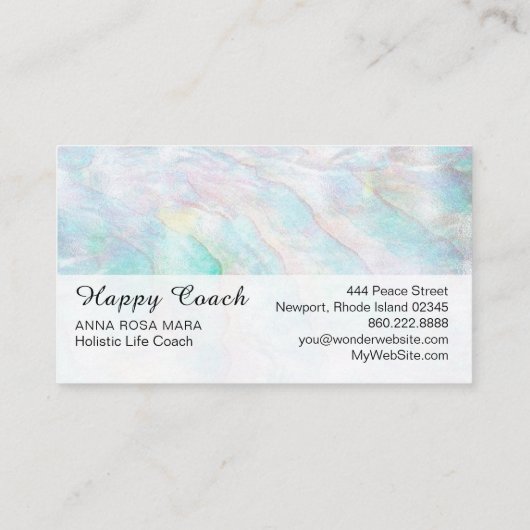 *~*の真珠のアワビの青いピンクのパステル調のホリスティック 名刺 (裏面)