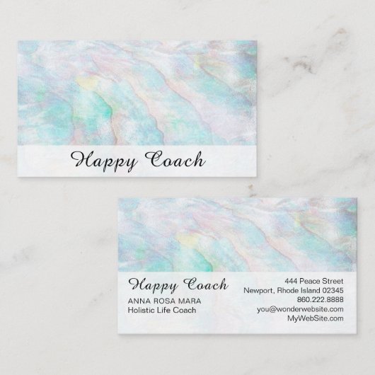 *~*の真珠のアワビの青いピンクのパステル調のホリスティック 名刺 (正面/裏面)