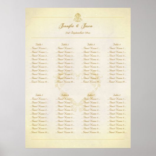 の着席結婚計画チャートヴィンテージ分与紙 ポスター (正面)