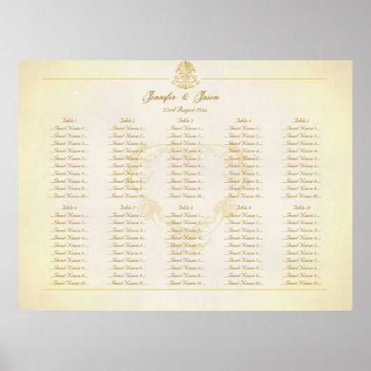 の着席結婚計画チャートヴィンテージ分与紙 ポスター (正面)