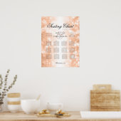 の着座結婚表バラ金ゴールドきらめくライト ポスター (キッチン)