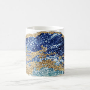 *~*の石の水彩画の瑪瑙のGeodeの金ゴールドのグリッター コーヒーマグカップ