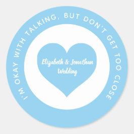 の社会的結婚配達青いハート色コード ラウンドシール