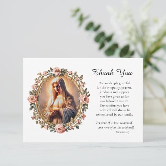 の祈ヴァージンメアリーバラフレームカトリック葬儀 サンキューカード (スタンド正面)