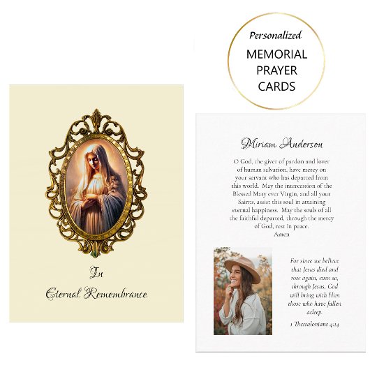 の祈ヴァージンメアリ・カトリック記念祈りの言葉カード プレイスカード