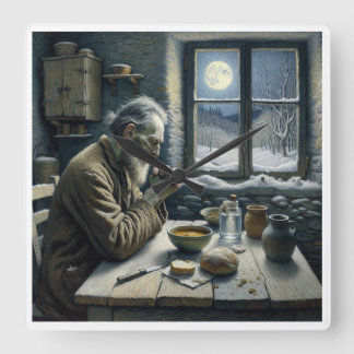 の祈仙人時計 スクエア壁時計