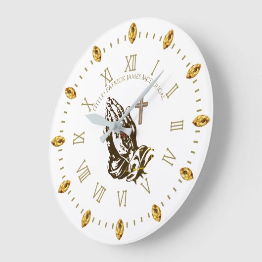の祈手と教会パーソナライズされたの信仰 ラージ壁時計 (傾斜)