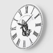 の祈手黒白パーソナライズされた教会信仰 ラージ壁時計 (傾斜)