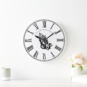 の祈手黒白パーソナライズされた教会信仰 ラージ壁時計 (ホーム)