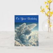 の祈Cloud Angel誕生日グリーティングカード カード (黄色い花)