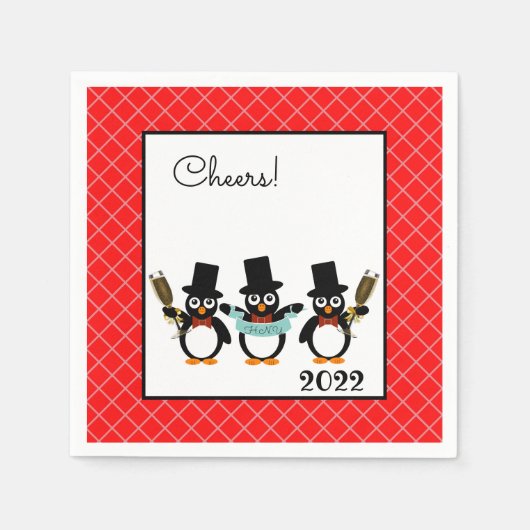 の祝ペンギン紙ナプキン スタンダードカクテルナプキン (正面)