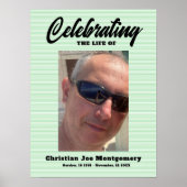 の祝人生フォトグリーンストライプ葬儀 ポスター (正面)