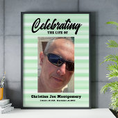 の祝人生フォトグリーンストライプ葬儀 ポスター