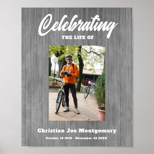 の祝人生フォトグレーの木の葬儀 ポスター (正面)