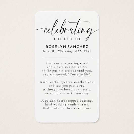 の祝名前の生涯フォト葬儀祈りの言葉 (裏面)