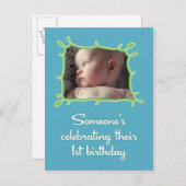 の祝最初の誕生日招待状 インビテーションポストカード (正面/裏面)