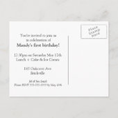 の祝最初の誕生日招待状 インビテーションポストカード (裏面)