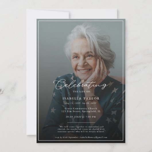 の祝生活 |葬儀モダン記念写真 招待状 (正面)