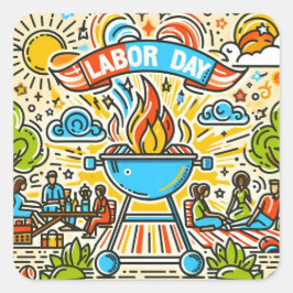 の祝統合 – Labor Day BBQ スクエアシール