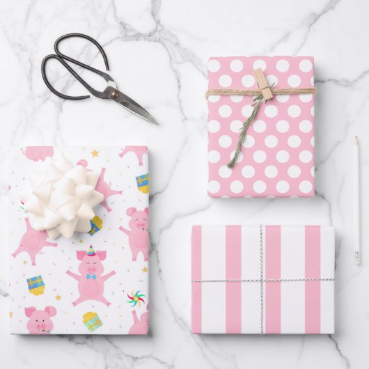 の祝豚ラッピング紙セット ラッピングペーパーシート (正面)