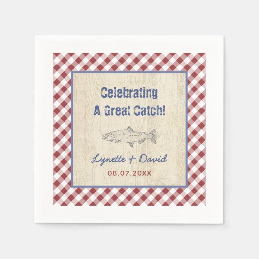 の祝魚のフライ素晴らしカップルがシャワーを浴びる スタンダードカクテルナプキン (正面)