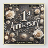 の祝1周年魅力的の瞬間 スクエア壁時計 (正面)