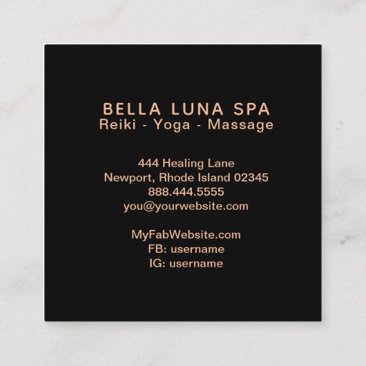 *~*の神聖な幾何学の月は宇宙シャーマンを段階的に行ないます スクエア名刺 (裏面)