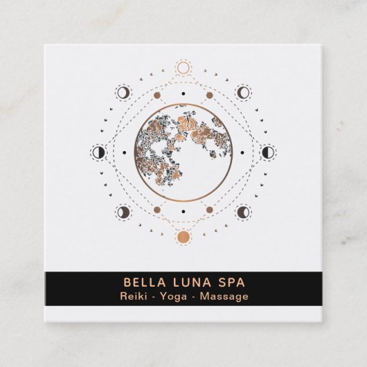 *~*の神聖な幾何学の月は宇宙シャーマンを段階的に行ないます スクエア名刺 (正面)