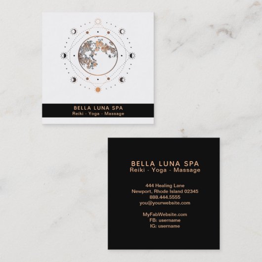 *~*の神聖な幾何学の月は宇宙シャーマンを段階的に行ないます スクエア名刺 (正面/裏面)