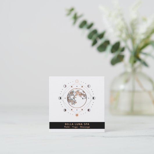 *~*の神聖な幾何学の月は宇宙シャーマンを段階的に行ないます スクエア名刺 (スタンド正面)