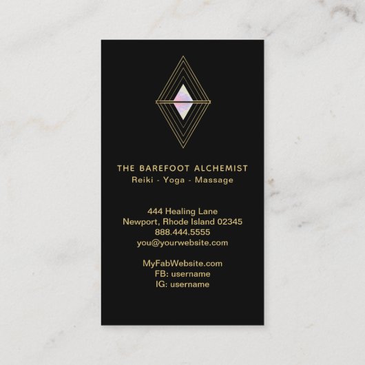 *~*の神聖な幾何学の金ゴールドの幾何学的な三角形 名刺 (裏面)