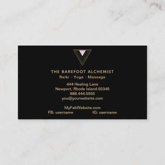 *~*の神聖な幾何学のBohoの金ゴールドの三角形の錬金術 名刺 (裏面)