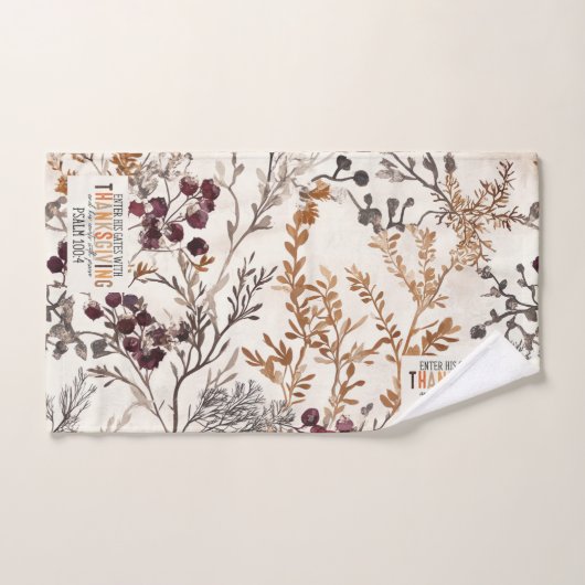 の秋インスパイアハッピーサンクスギビング&バイブル聖句 ハンドタオル (ハンドタオル)