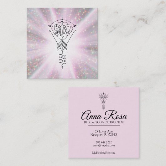 *~*の種族のはす輝きは治療の霊気を放射します スクエア名刺 (正面/裏面)