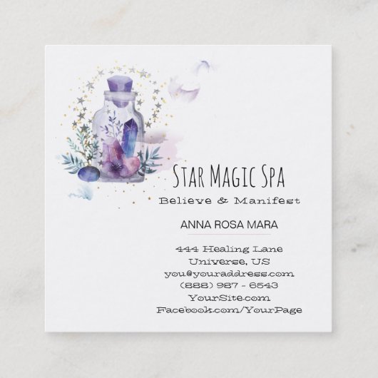 *~*の空の宇宙の宇宙は水晶のメーソンジャーを主演します スクエア名刺 (裏面)