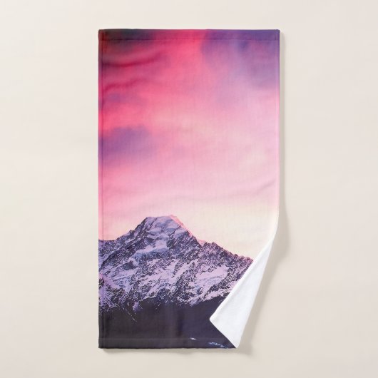 *~*の空山の紫色のピンク及びラベンダーの写真 バスタオルセット (ハンドタオル)