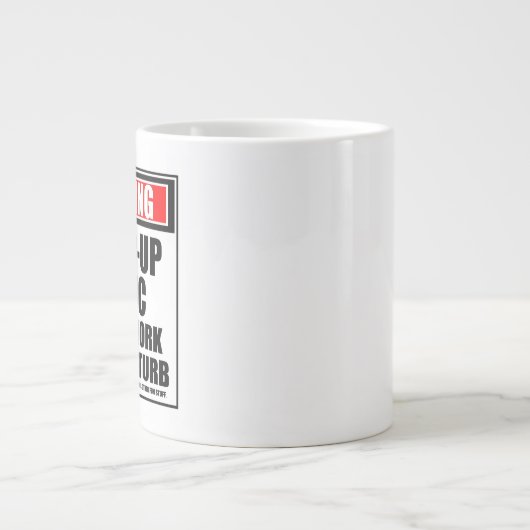 の立警告ち上がり漫画懸命が邪魔にならない ジャンボコーヒーマグカップ (正面)